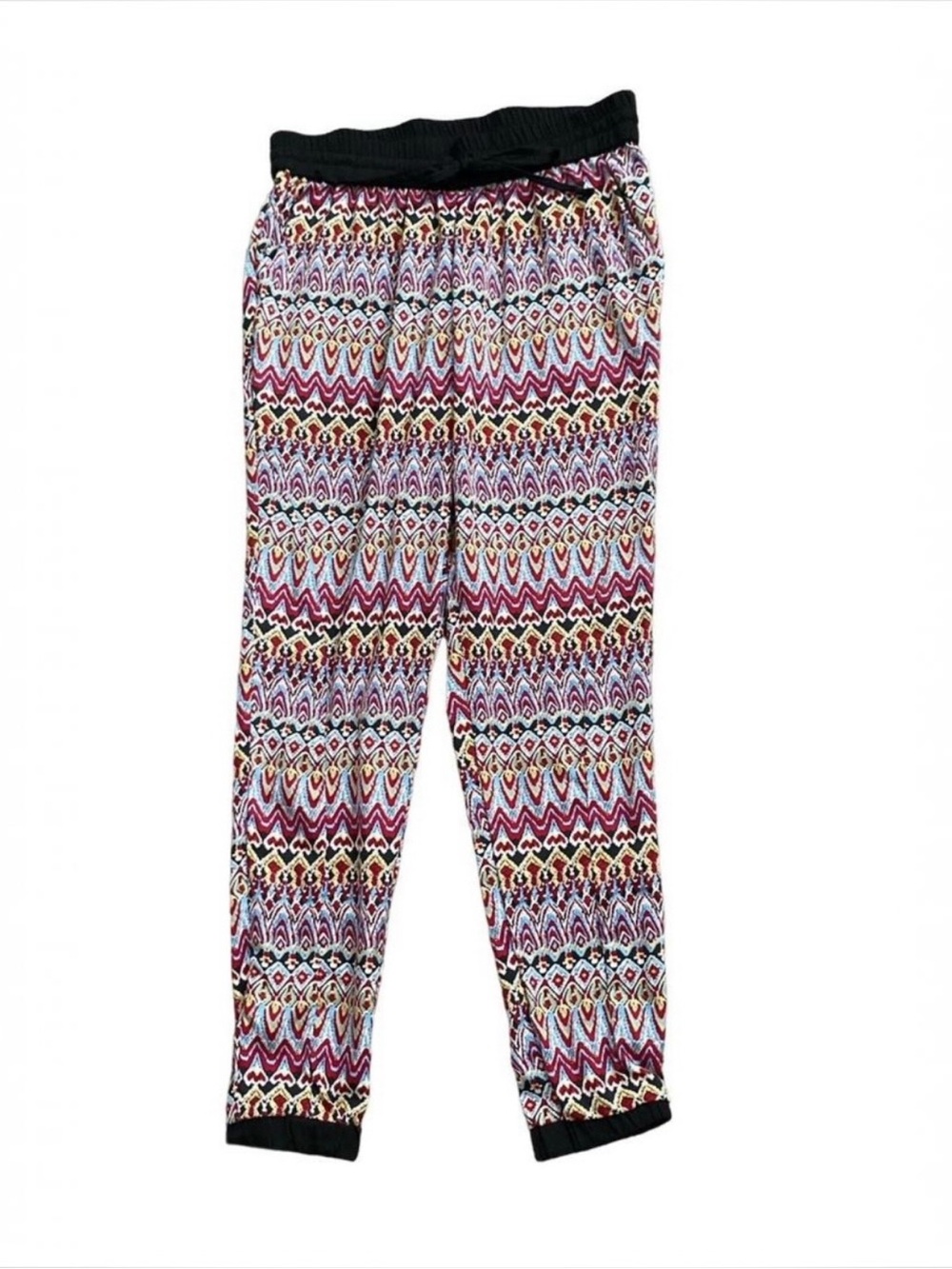 Dizzy Lizzy Jogger Pants Womens Medium Boho Tribal Print Pull On Drawstring
